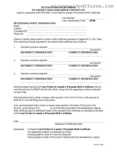 Fill Out Your Court Order To Amend A Wisconsin Birth Certificate Template