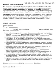 Attorney-Approved Wisconsin Small Estate Affidavit Document