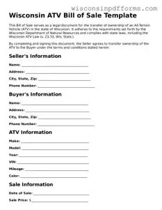 Attorney-Approved Wisconsin ATV Bill of Sale Document