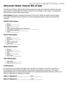 Attorney-Approved Wisconsin Motor Vehicle Bill of Sale Document