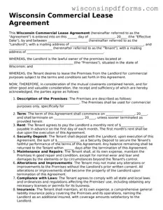 Attorney-Approved Wisconsin Commercial Lease Agreement Document
