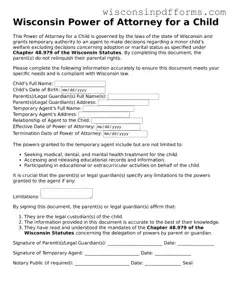 Attorney-Approved Wisconsin Power of Attorney for a Child Document