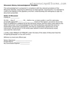 Attorney-Approved Wisconsin Notary Acknowledgement Document