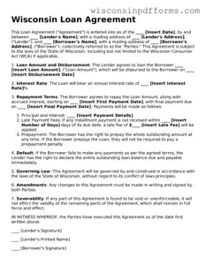 Attorney-Approved Wisconsin Loan Agreement Document