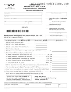 Fill Out Your Wisconsin Wt 7 Tax Template