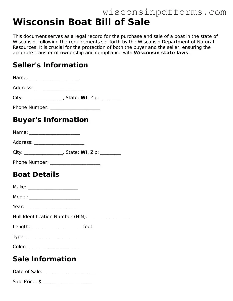 Attorney-Approved Wisconsin Boat Bill of Sale Document
