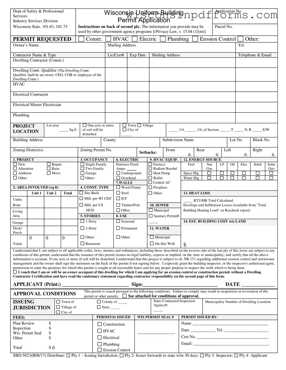 Fill Out Your Wisconsin Building Permit Template