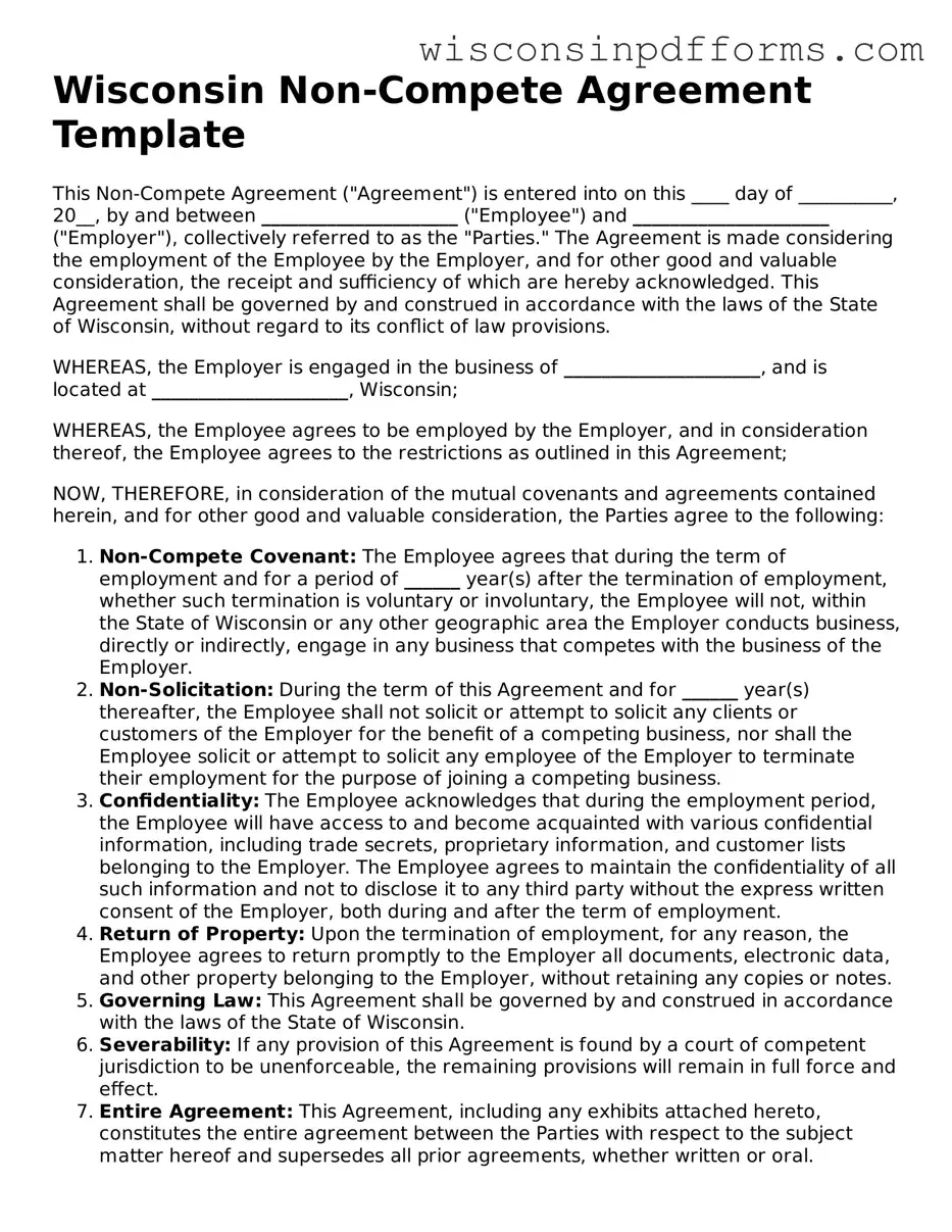 Attorney-Approved Wisconsin Non-compete Agreement Document