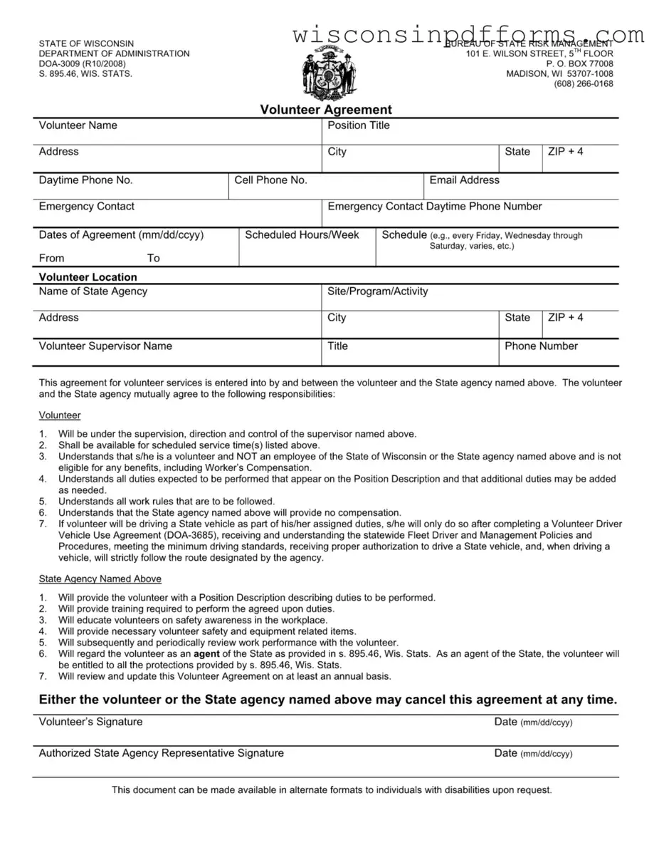 Fill Out Your Wisconsin Doa 3009 Template