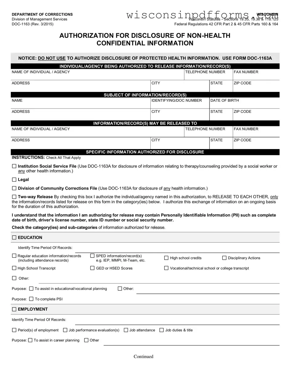 Fill Out Your Wisconsin Doc 1163 Template