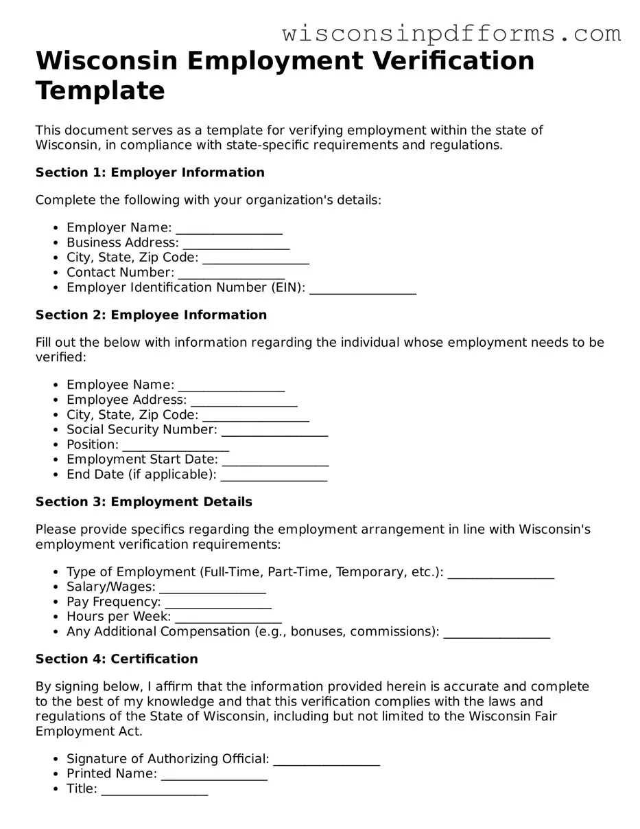 Attorney-Approved Wisconsin Employment Verification Document