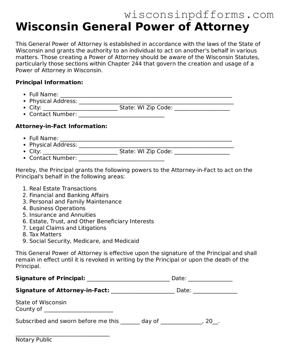 Attorney-Approved Wisconsin General Power of Attorney Document
