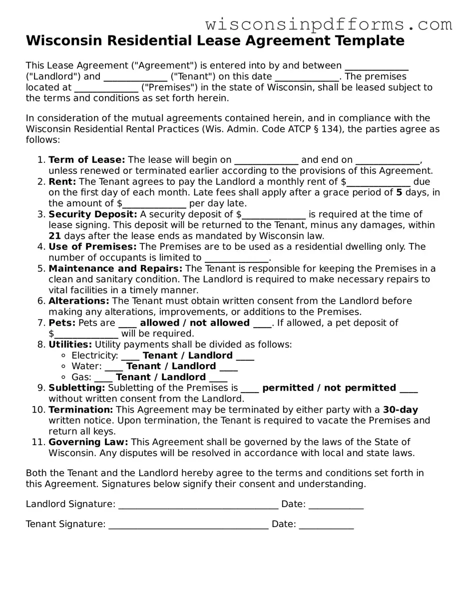 Attorney-Approved Wisconsin Residential Lease Agreement Document