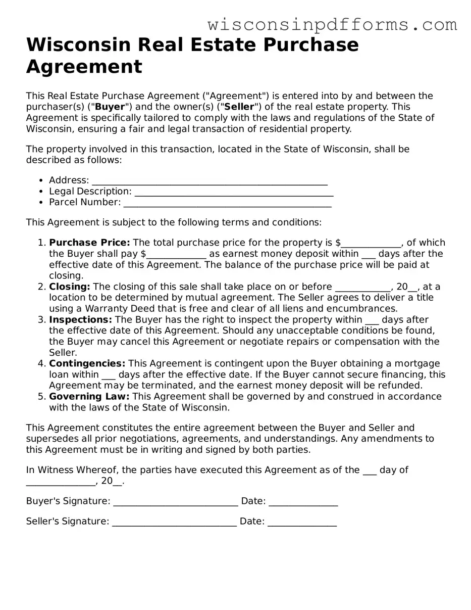 Attorney-Approved Wisconsin Real Estate Purchase Agreement Document