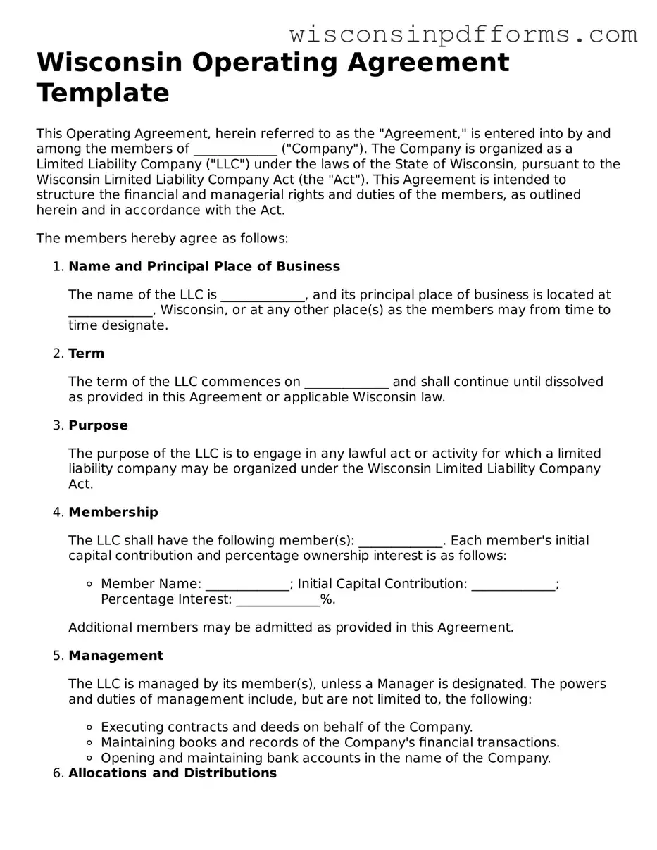 Attorney-Approved Wisconsin Operating Agreement Document