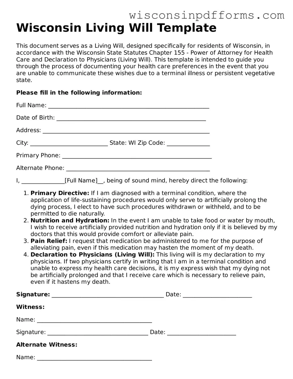 Attorney-Approved Wisconsin Living Will Document