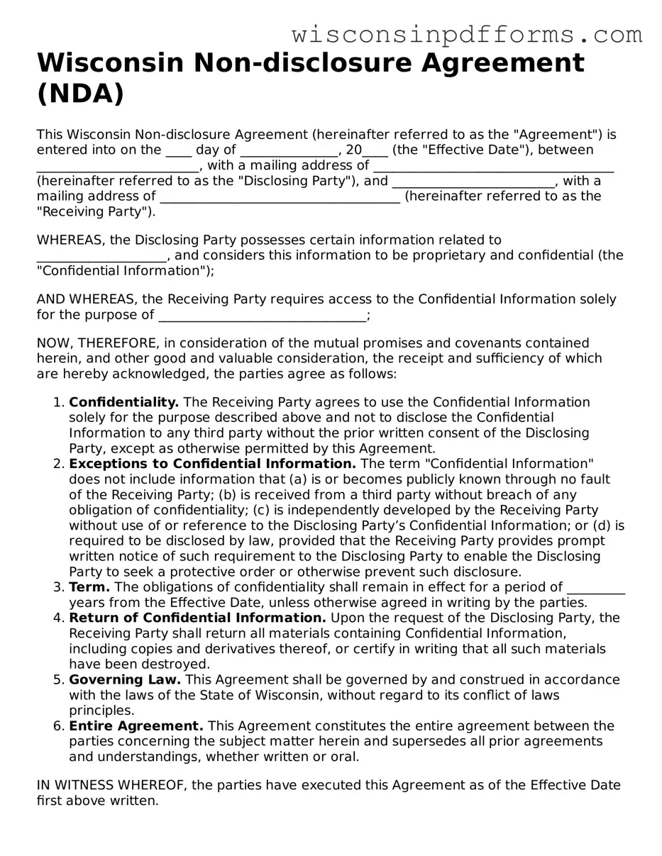 Attorney-Approved Wisconsin Non-disclosure Agreement Document
