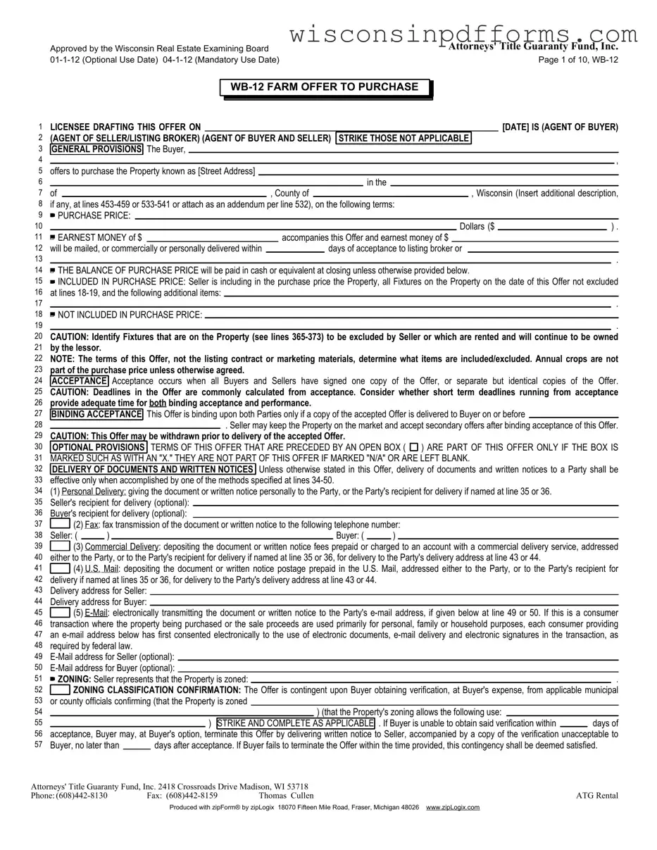 Fill Out Your Wisconsin Offer Template