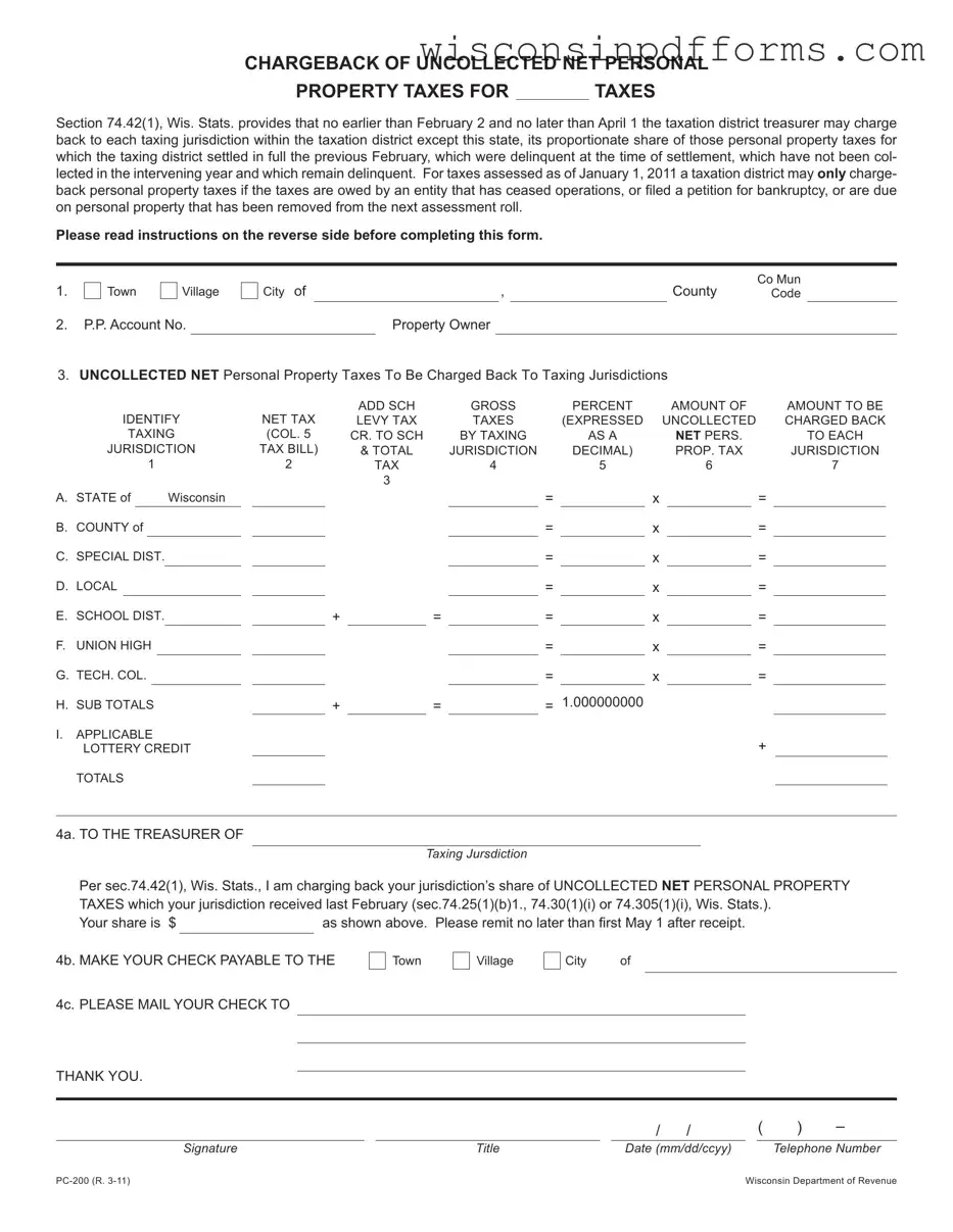 Fill Out Your Wisconsin Pc 200 Template