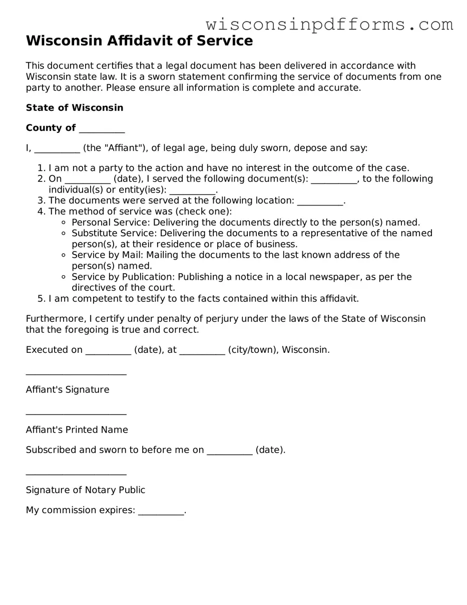 Attorney-Approved Wisconsin Affidavit of Service Document