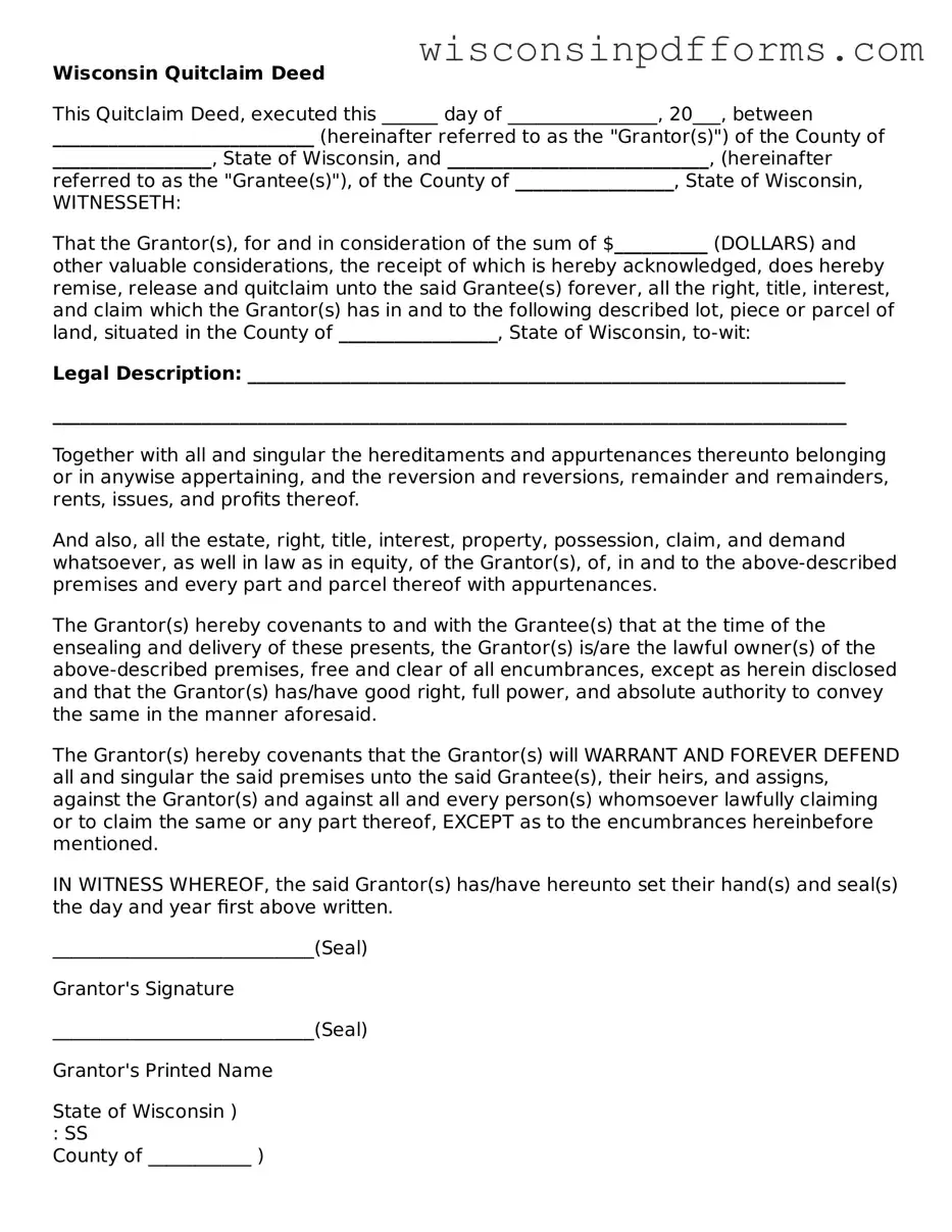 Attorney-Approved Wisconsin Quitclaim Deed Document