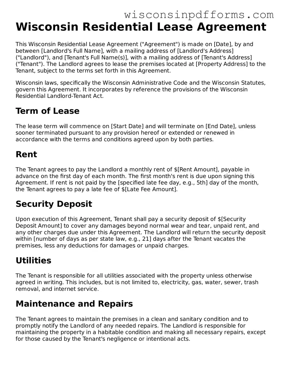Attorney-Approved Wisconsin Lease Agreement Document