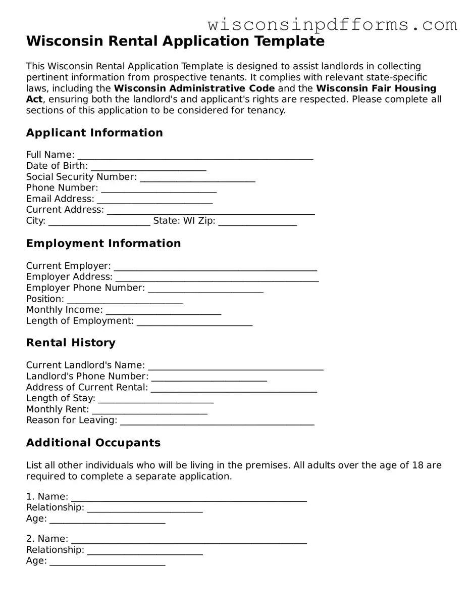 Attorney-Approved Wisconsin Rental Application Document