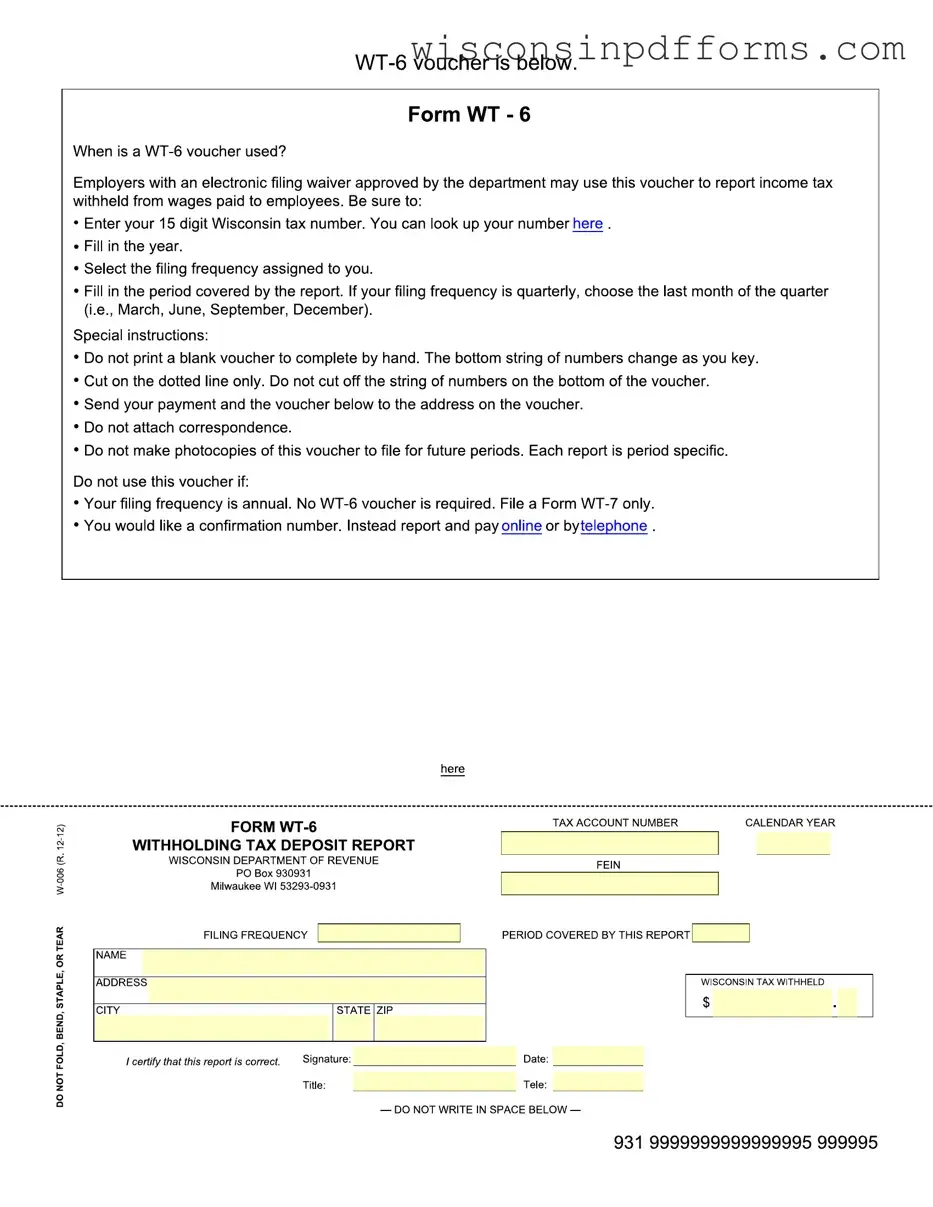 Fill Out Your Wisconsin Wt 6 Withholding Template